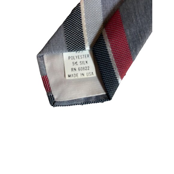 Austin Manor Mens Neck Tie Red Gray Black Stripe Work Dad Gift - Picture 4 of 6